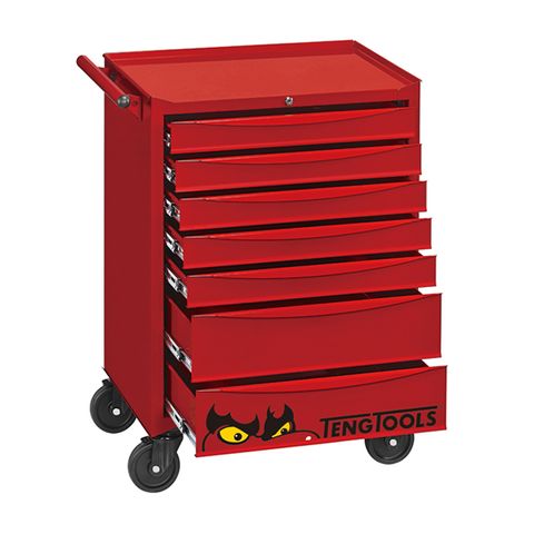 TENG 179 PIECE 26" 7 DRAWER ROLL CABINET TOOL KIT, METRIC, EVA TRAYS, RED